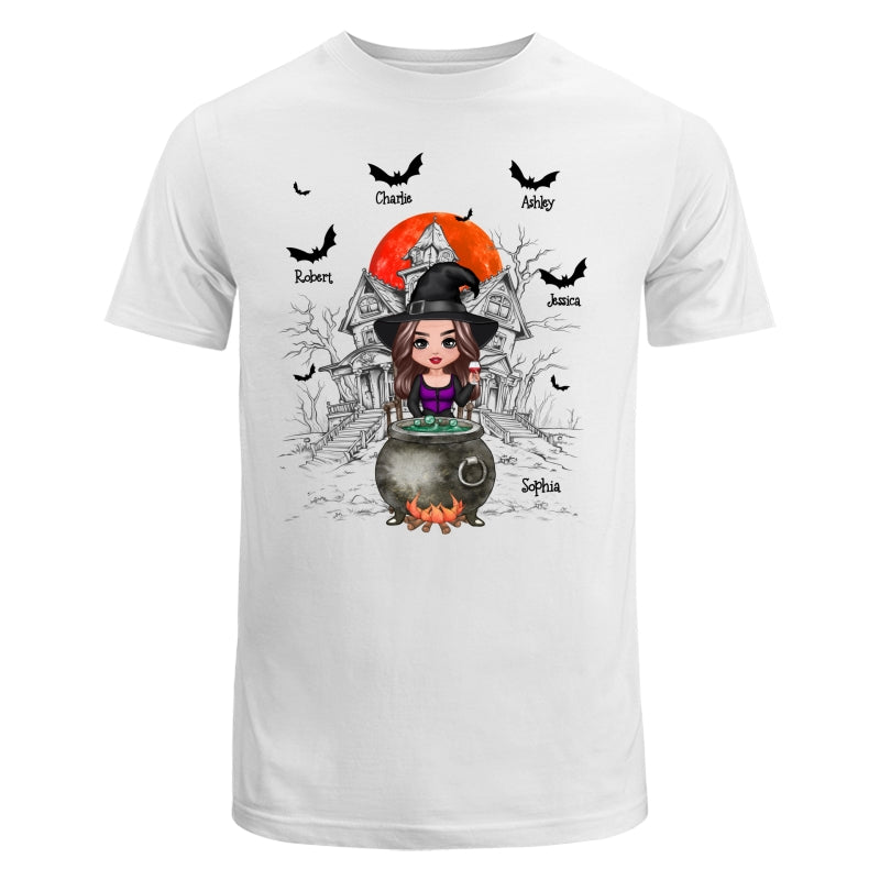 Grandma Mom Witch Sitting Poison Pot Halloween Personalized Shirt