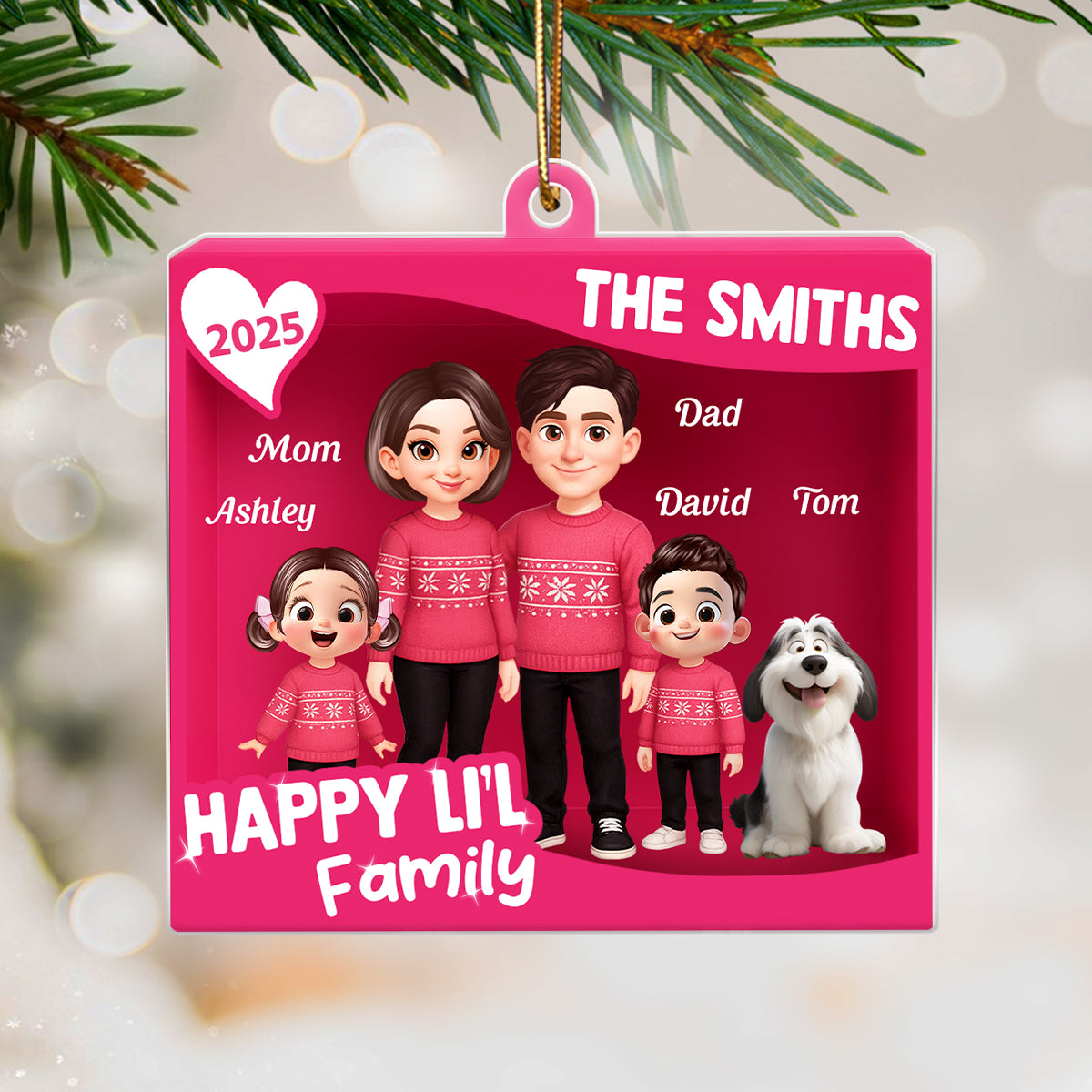 Family 3D Action Figure Toy Box - Personalized Acrylic Ornament - Christmas Gift For Family, Husband, Wife