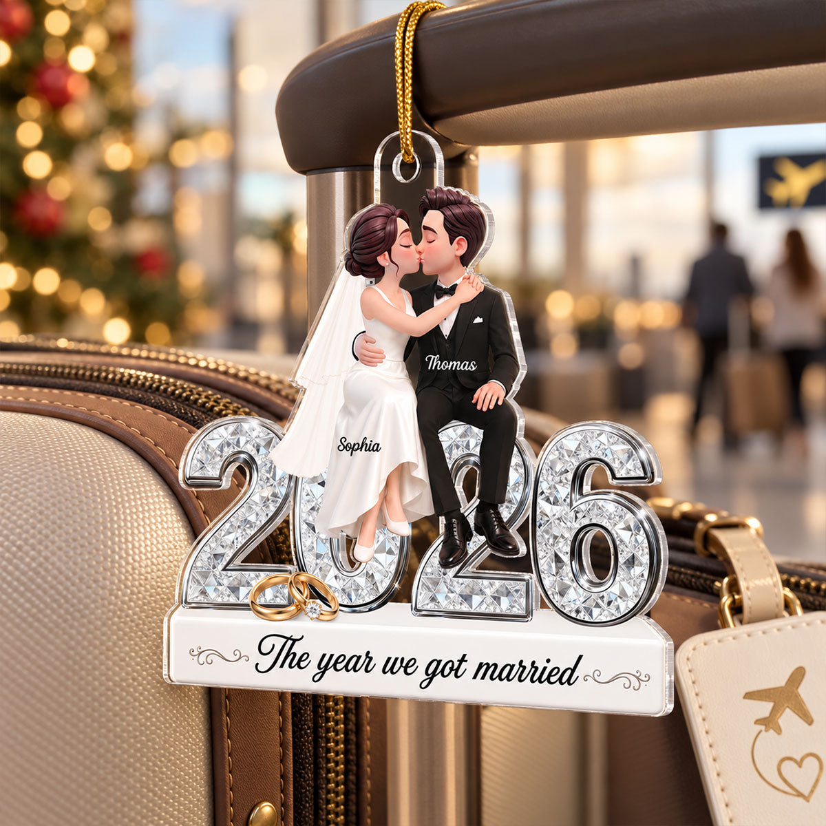 The Year We Got Married Sparkle 2D Flat - Personalized Acrylic Ornament - Christmas Keepsake