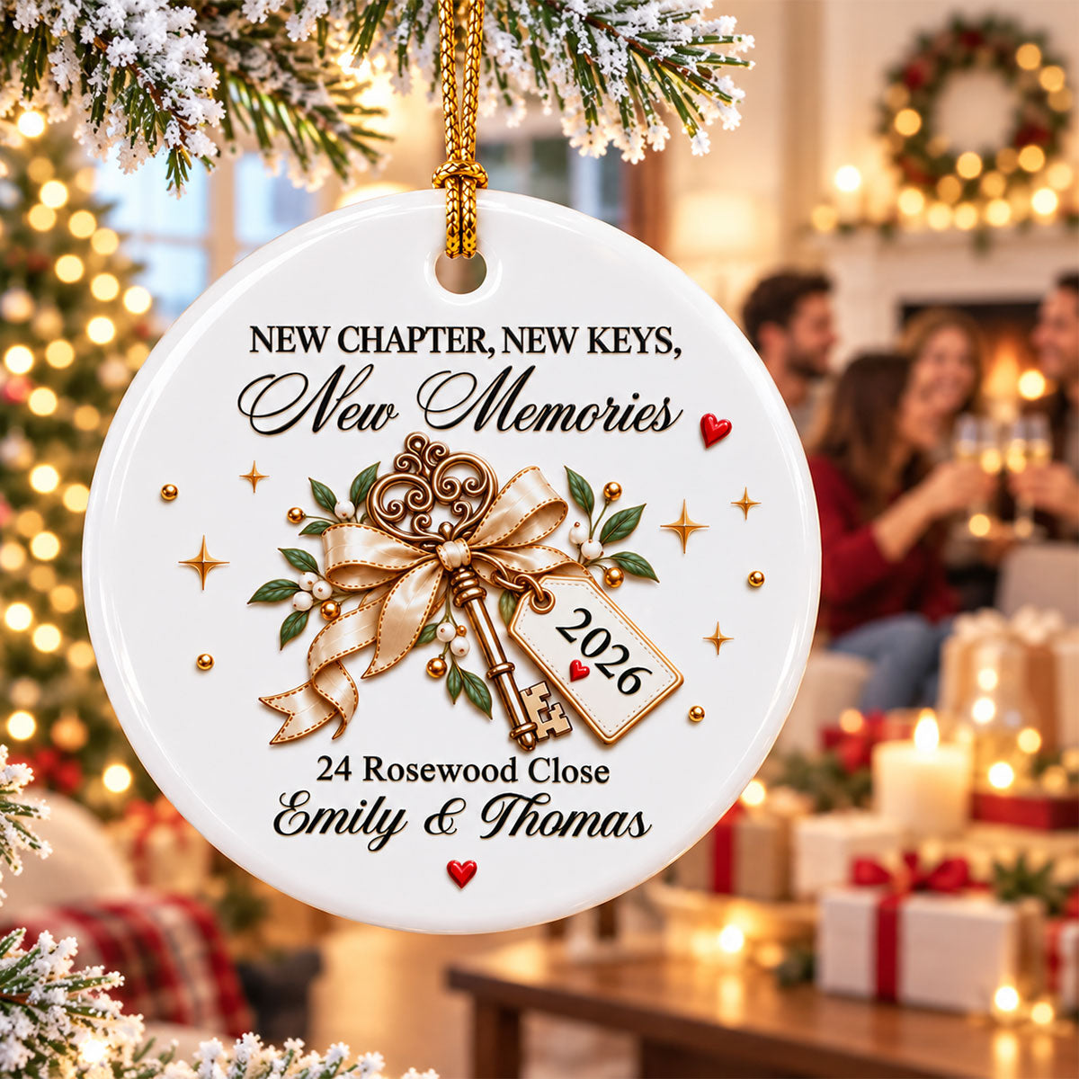 Trending New Home - Personalized Ceramic Ornament - New House Congratulations, Christmas Keepsake For Friends, Family