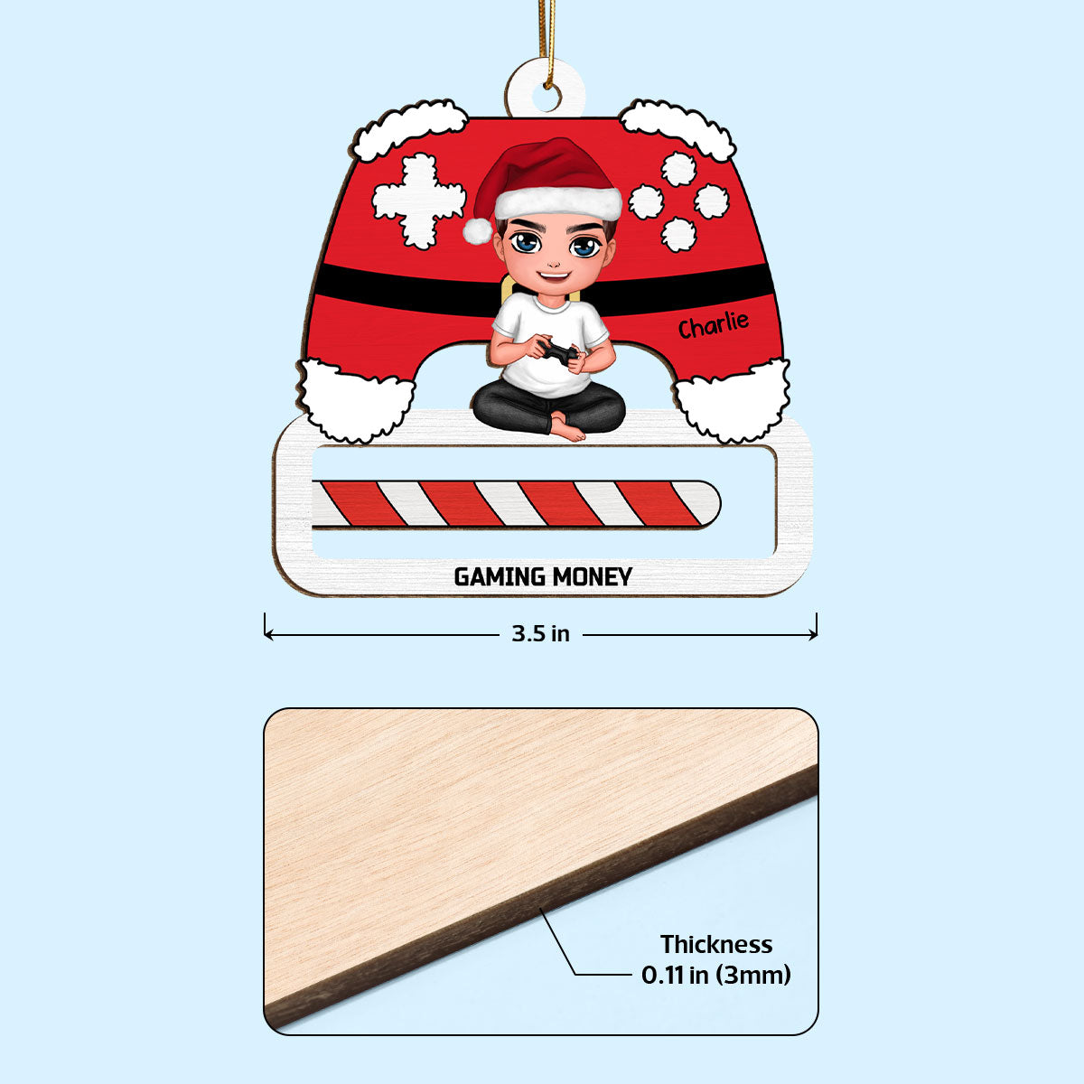 Unique Christmas Gift For Gamer Personalized Wooden Money Holder Ornament