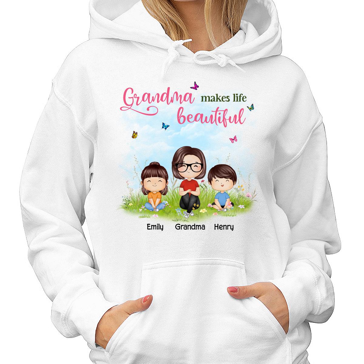 Mom Grandma Makes Life Beautiful Wildflower Doll Family Watercolor Mother‘s Day Gift Personalized Shirt
