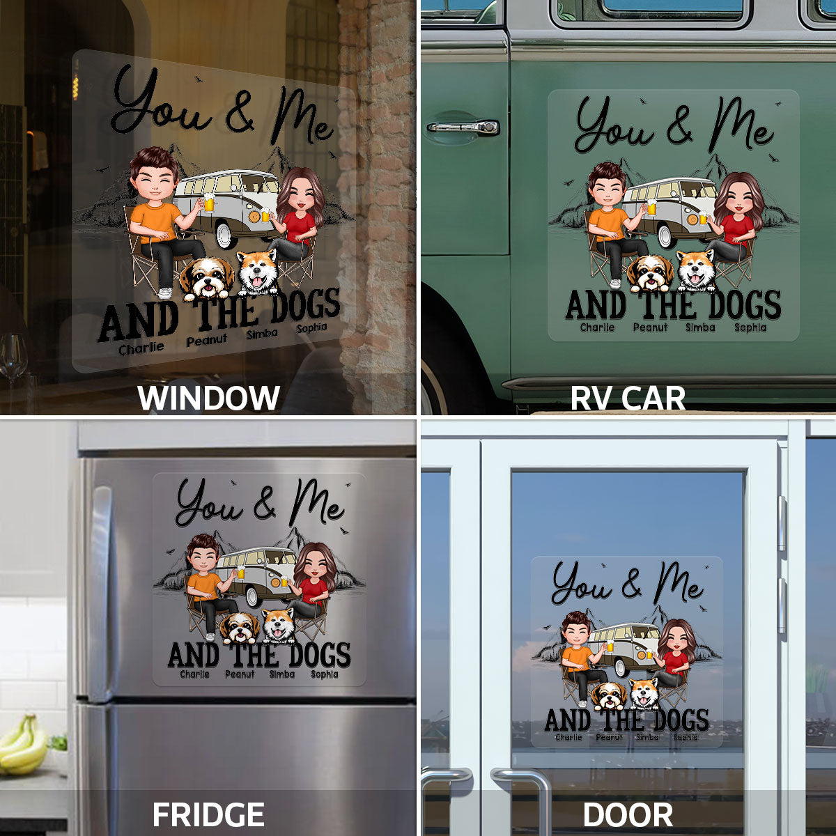 You Me & The Dogs Camping Couple Personalized RV Decal