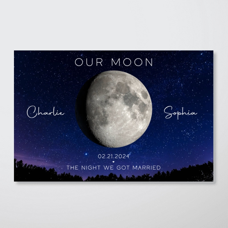 Our Moon Couple Gift Moon Phase Art Anniversary for Wife, Gift for Husband Wedding Anniversary Personalized Poster