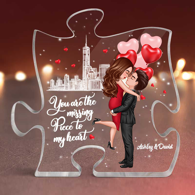 The Missing Piece To My Heart - Personalized Acrylic Block Plaque - Anniversary Gift For Him, Gift For Her