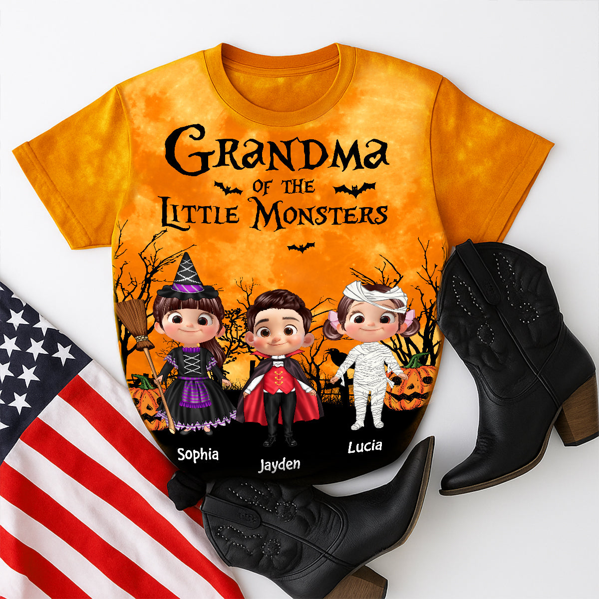 Halloween Mommy Daddy Grandma Grandpa Of The Little Monsters Cute Cartoon Kids Personalized 3D Shirt