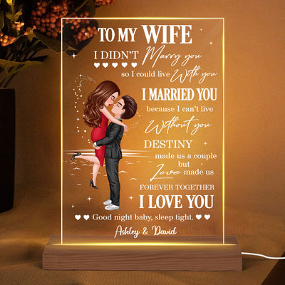 To My Wife Hugging Couple I Met You Personalized LED Night Light, Acrylic LED Lamp