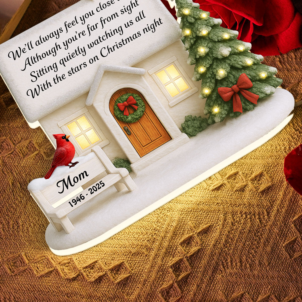 3D Effect Christmas Family Memorial House Always Feel You Close To Us - Personalized Light Box