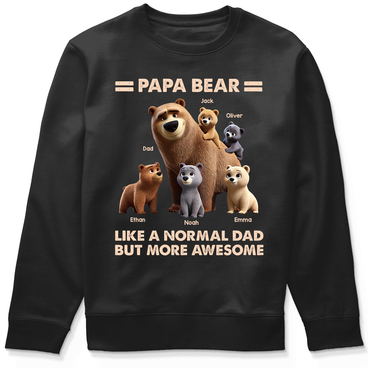 Papa Bear And Kids 3D Cute Personalized Shirt, Father's Day gift for Dads, Grandpas