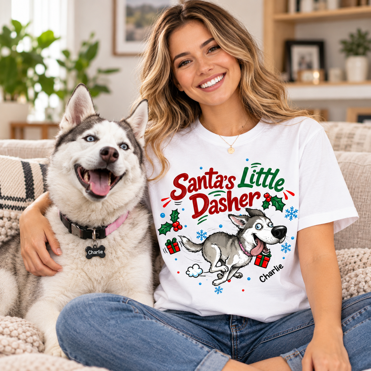 Merry Zoomies Quirky Dog Portrait From Your Custom Pet Photo - Personalized Shirt - Funny Christmas Gift For Dog Lover