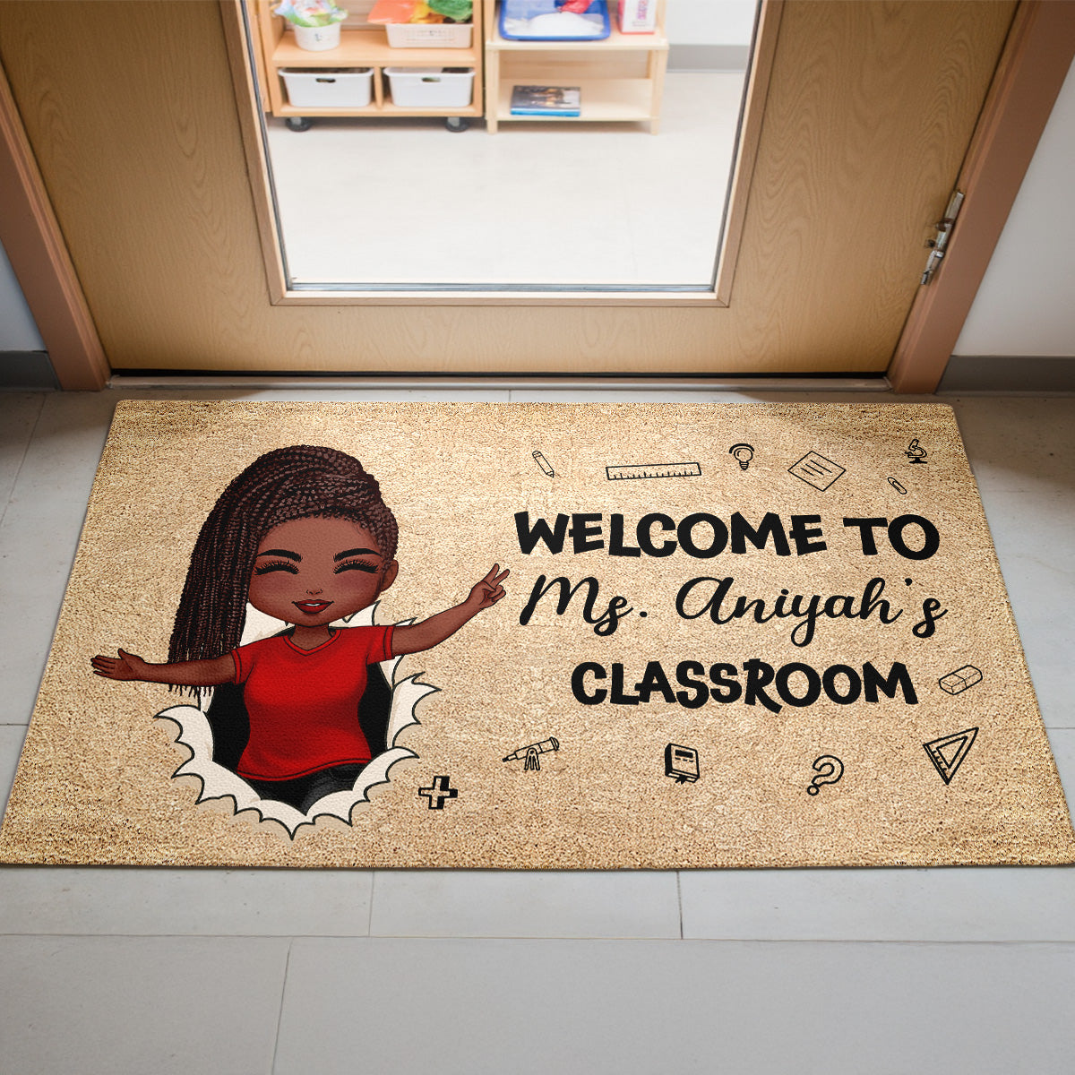 Welcome To My Class Happy Teacher Personalized Doormat, Classroom Decor