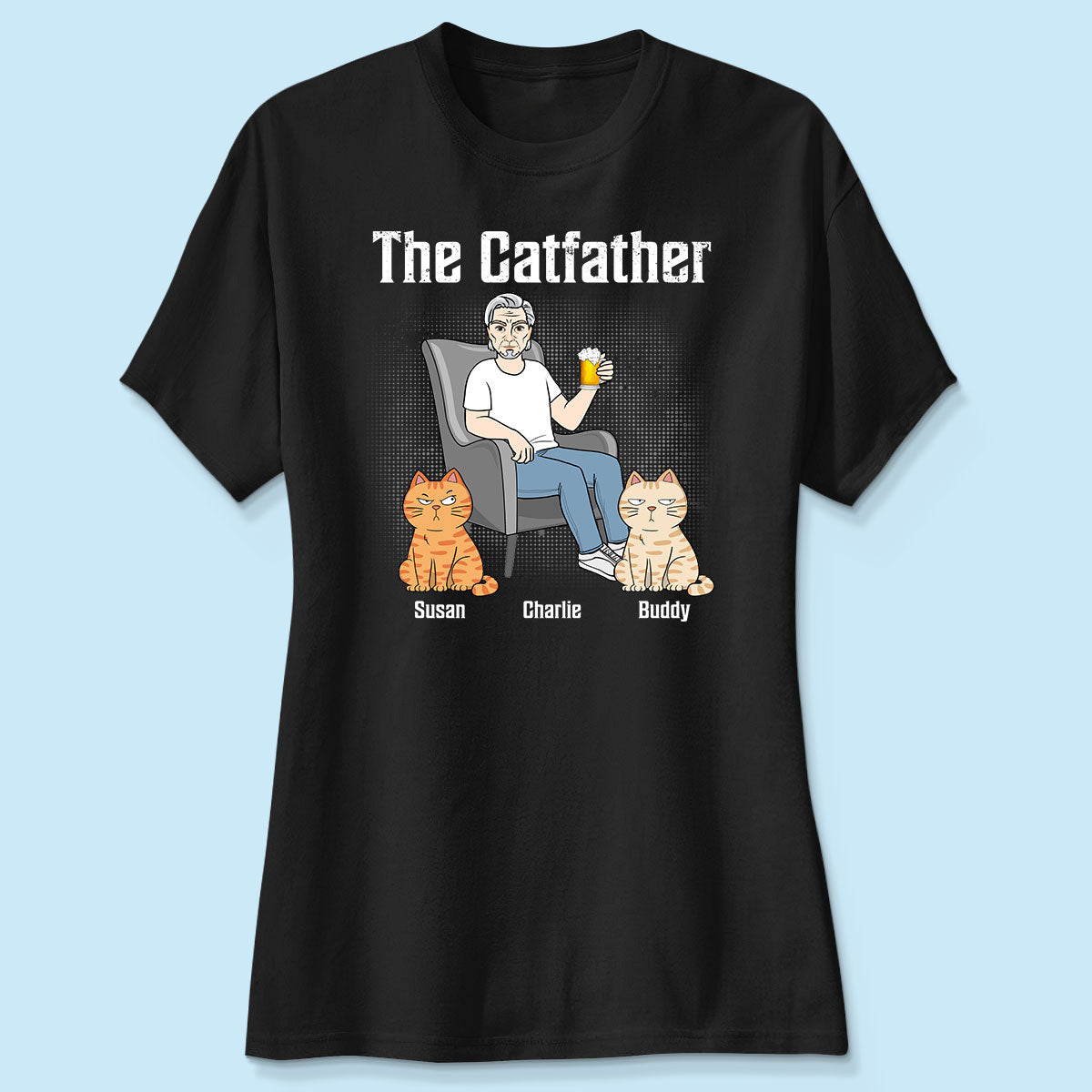 The Catfather Cat Dad Sitting On Chair Personalized Shirt