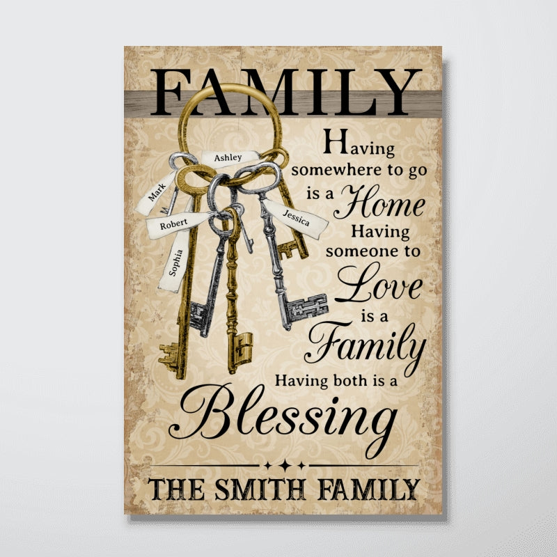 Home Family Members Keychain Names Personalized Poster, Perfect Christmas Gift For Family