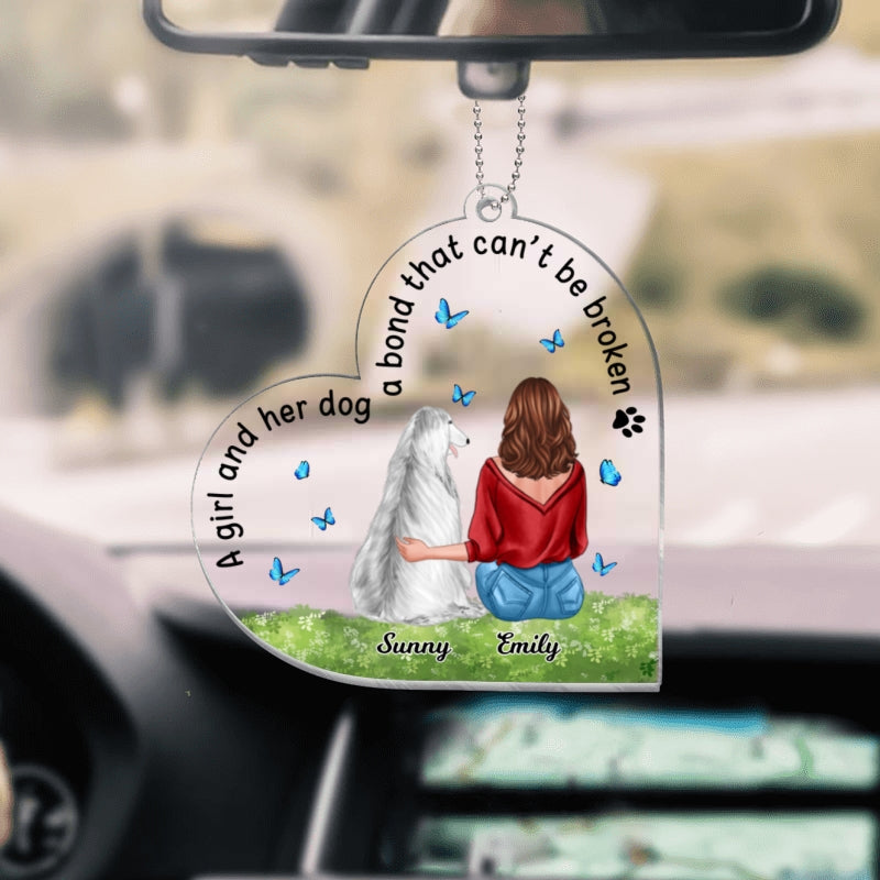 A Girl And Her Dog Bond Can‘t Be Broken Personalized Acrylic Ornament