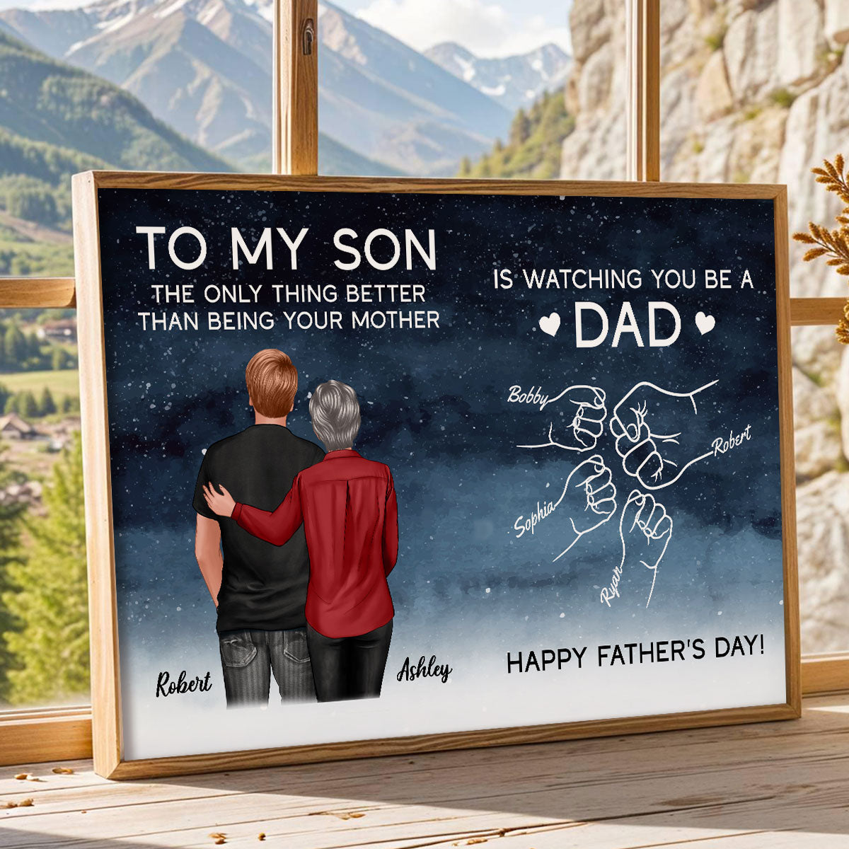 Watching You Be A Dad From Mom Dad To Son Starry Night Personalized Poster, Gift For Son