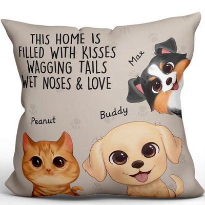 This Home Is Filled With Kisses Wagging Tails Gift For Dog Cat Pet Lover Personalized Pillow