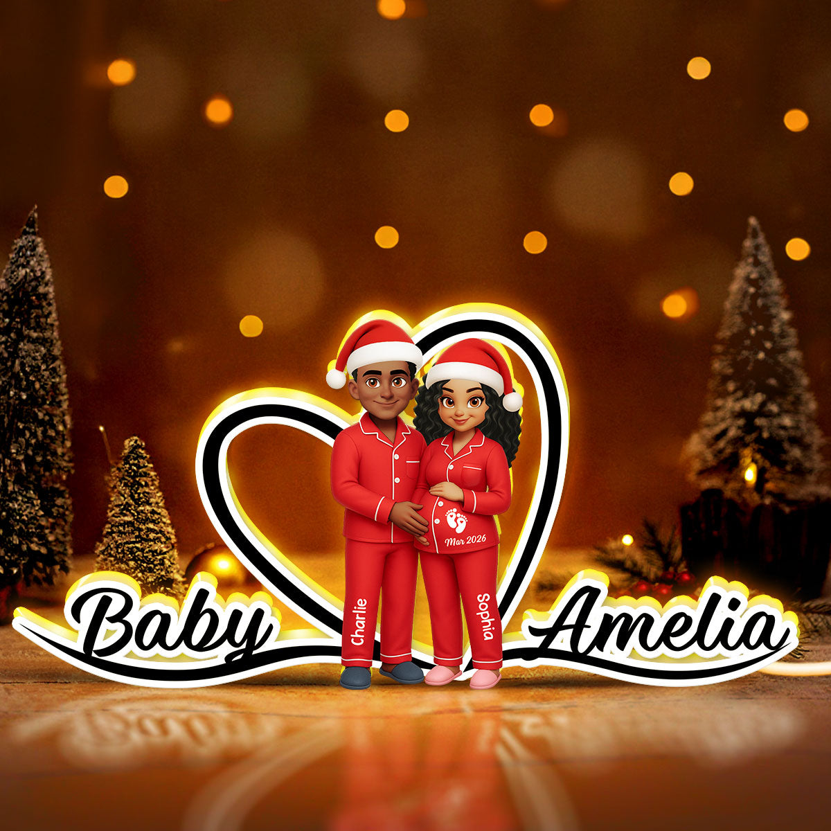 Expecting Parents Christmas Pregnancy - Personalized Light Box