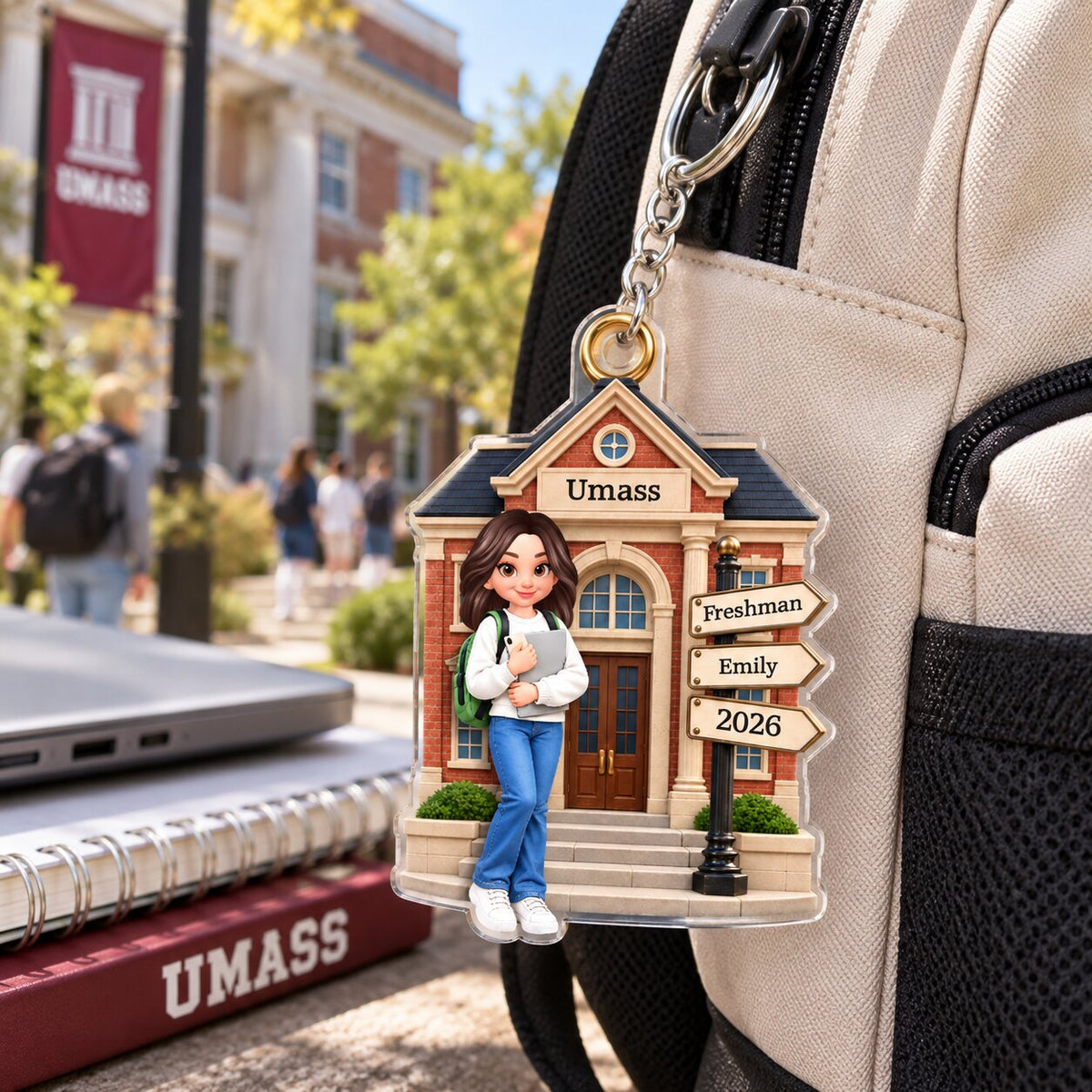 1st Year Of College 2D Flat - Personalized Acrylic Keychain - Christmas Gift for Freshman