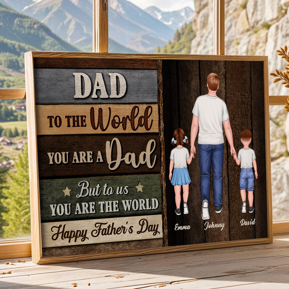 Colored Wood Pallets Dad You Are The World Personalized Poster| Heartfelt Father's Day Gift For Dad, Husband