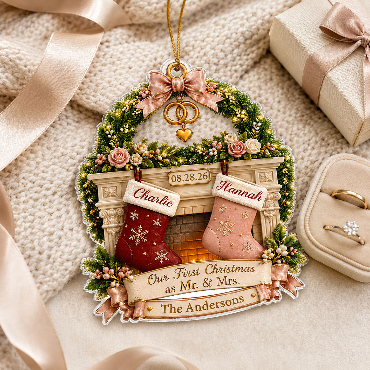 Our First Christmas As Mr And Mrs - Personalized Acrylic Ornament - Christmas Gift For Couple