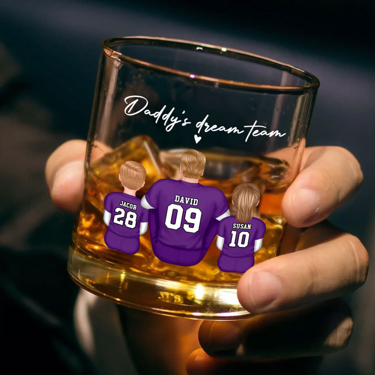 Football Daddy's Dream Team Personalized Wine Glass, Father's Day Gift for Football Dads