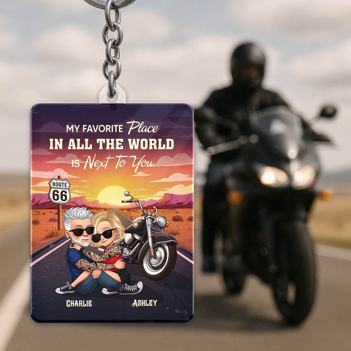 Bikers Couple Riding Partners for Life Personalized Acrylic Keychain, Gift for him, Gift for her