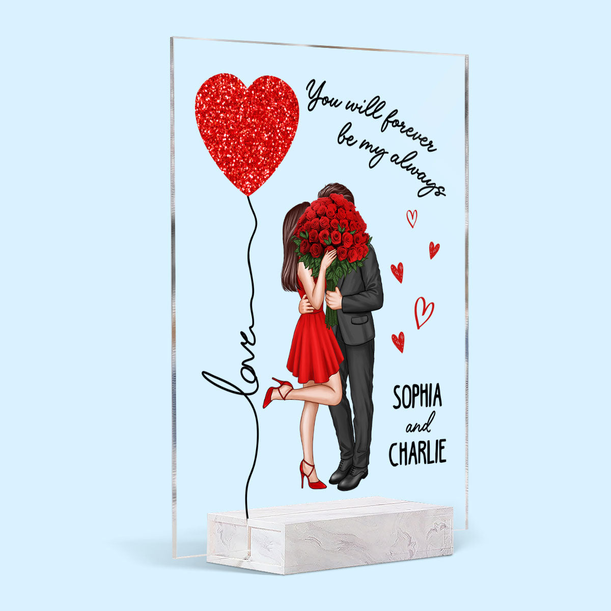 Elegant Couple Love Heart String Valentine‘s Gift Personalized Acrylic Plaque