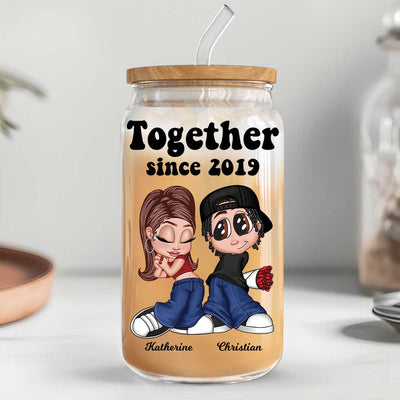 Y2K Couple Gift For Him For Her Personalized Clear Glass Can