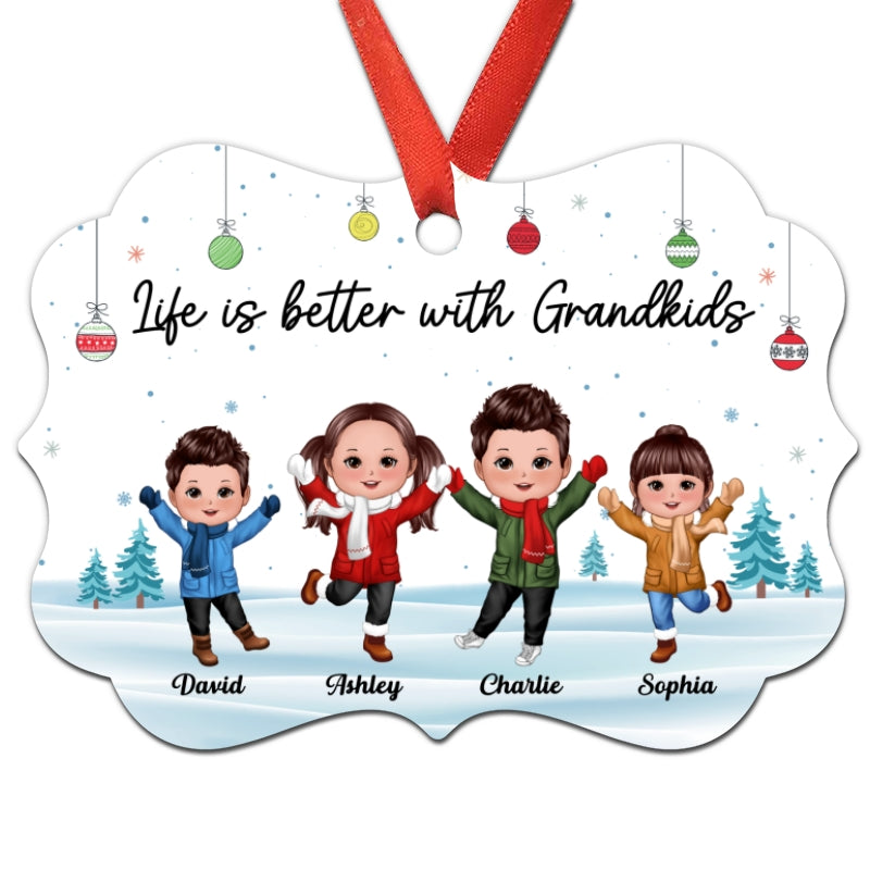 Happy Doll Kids In Snow Christmas Personalized Christmas Ornament