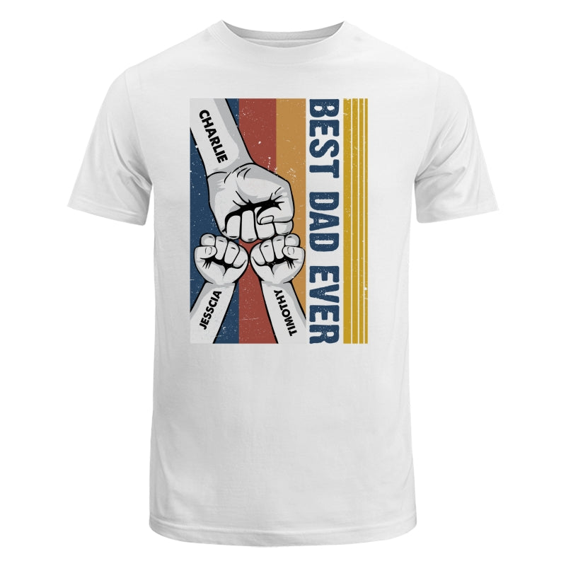 Best Dad Ever Fist Bump Retro Stripe Personalized Shirt