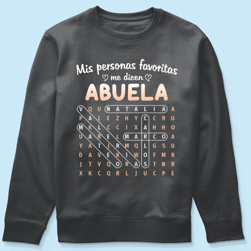 My Favorite People Call Me Abuela Word Search Puzzle - Personalized Shirt - Mother's Day Gift for Spanish Grandma