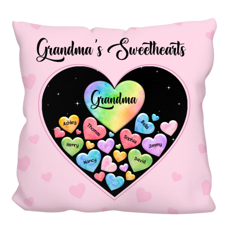 Grandma Mom Sweetheart Hearts In Heart Personalized Pillow