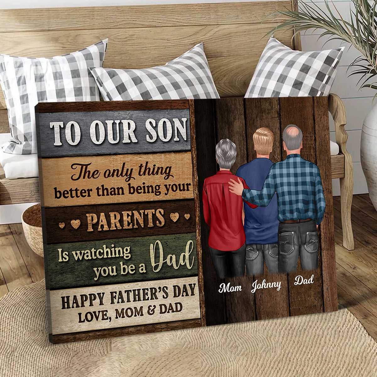 Colored Wood Pallets To My Son From Mom Personalized Wrapped Canvas| Heartfelt Father's Day Gift For Son