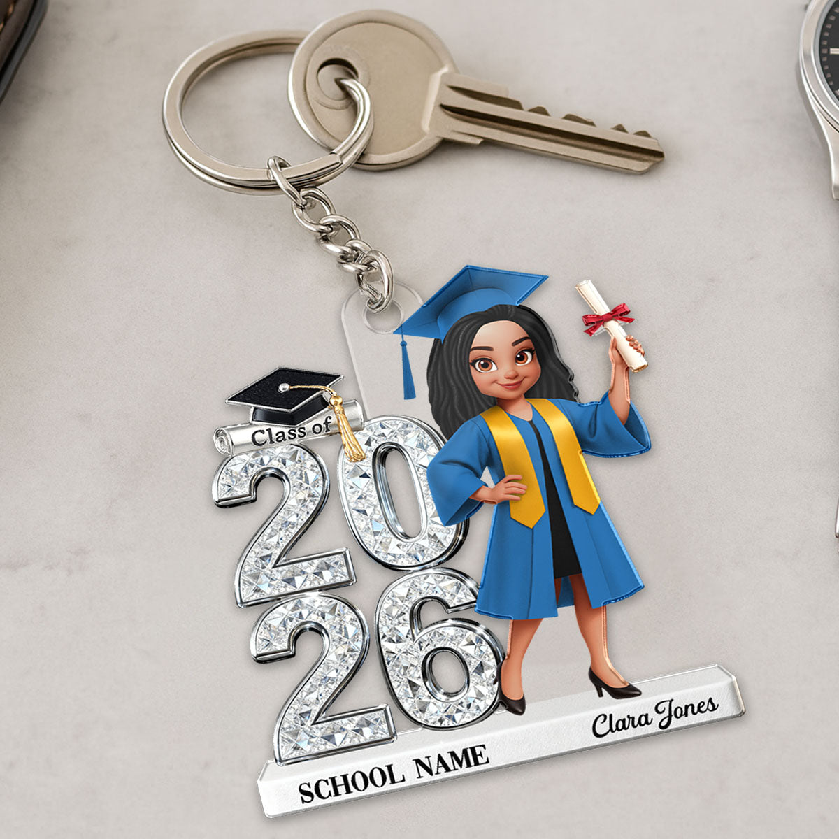 3D Shiny Effect Class Of 2026 2027 Senior - Personalized Acrylic Keychain - Gift For Graduates, Daughter, Son