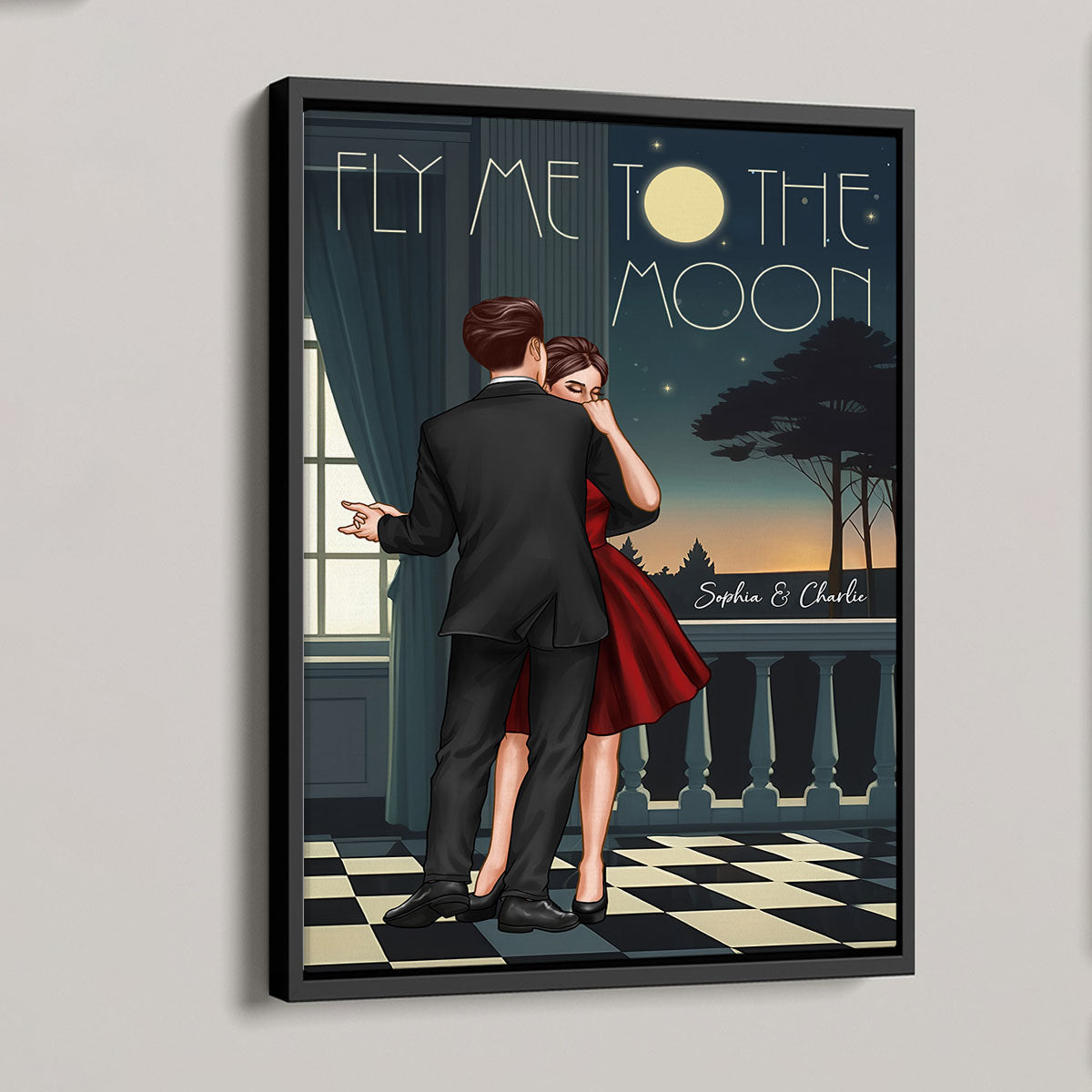 Couple Dancing In Moonlight Couple Anniversary Gift  Gift Personalized Poster