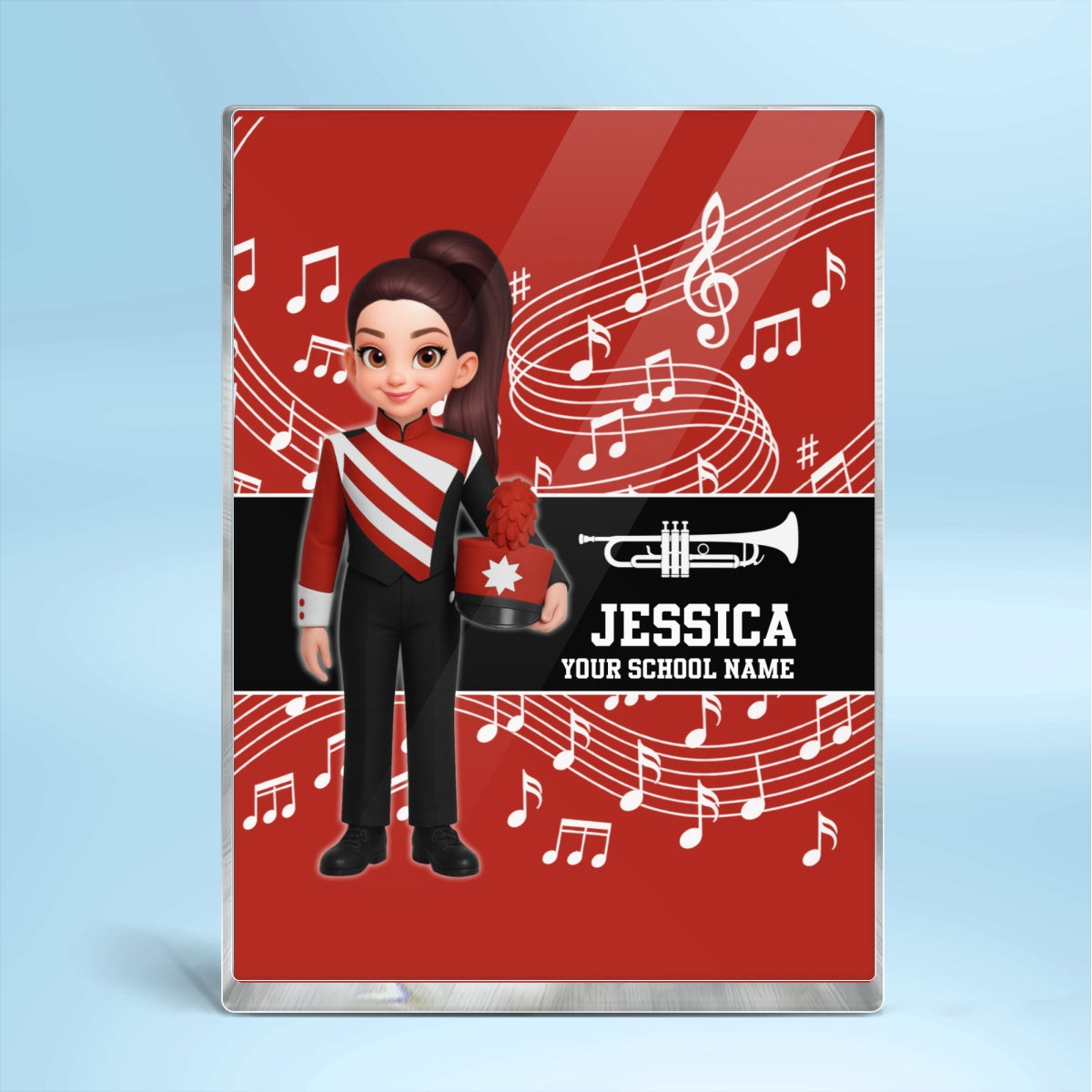 Custom Music Marching Band, Orchestra, Personalized Name, Color, School, Instrument, Trumpet, Clarinet, Tuba, Violine - Personalized Acrylic Block Plaque - Christmas Gift For Son, Grandson, Daughter, Granddaughter