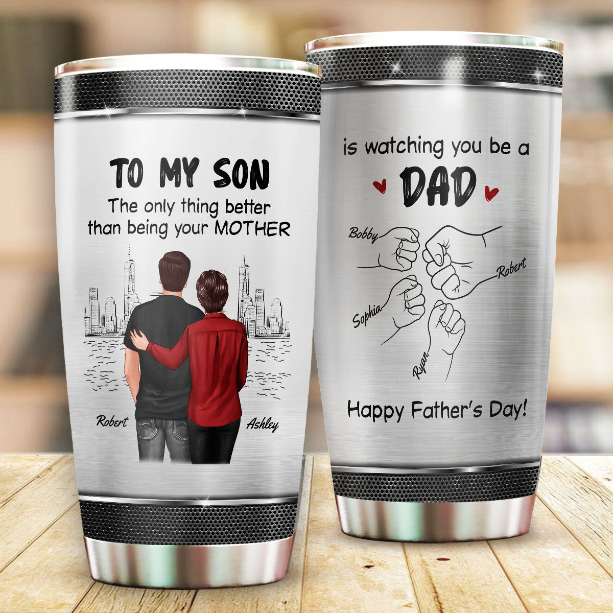 From Mom To Son Watching You Be A Dad Personalized Tumbler, Gift For Son