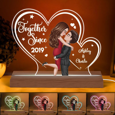 Two Hearts Doll Couple Hugging Kissing Personalized Custom Shape LED