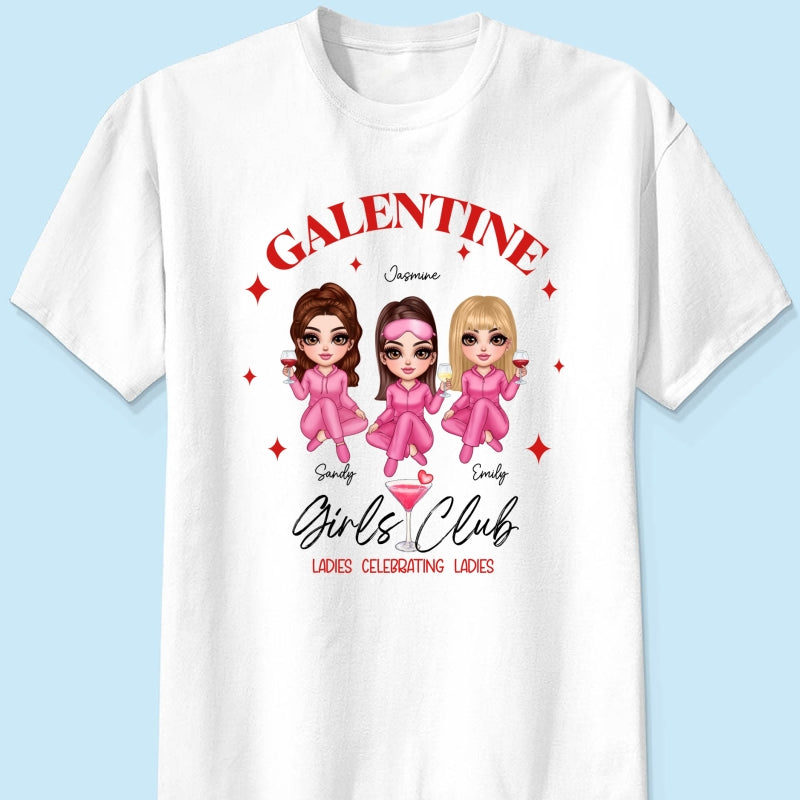 Galentine Girls Club Pajamas Girls Personalized Shirt,  Shirt, Social Club, Besties Gift