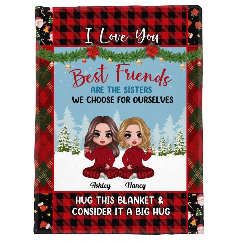 Doll Besties Christmas Gift For Best Friends Personalized Fleece Blanket
