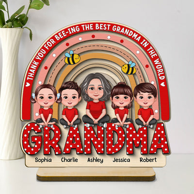 Thank You For Bee-ing The Best Grandma Personalized 2-Layer Standing Wooden Plaque