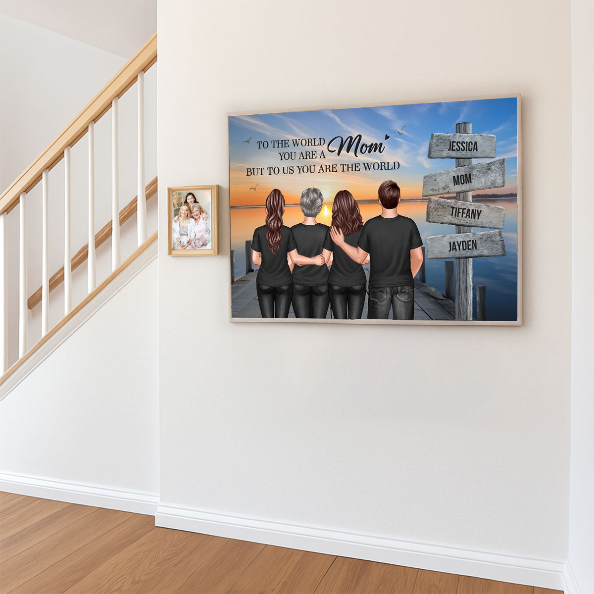 You Are The World Woman & Kids Sign Post Personalized Poster, Heartfelt Gift For Mom