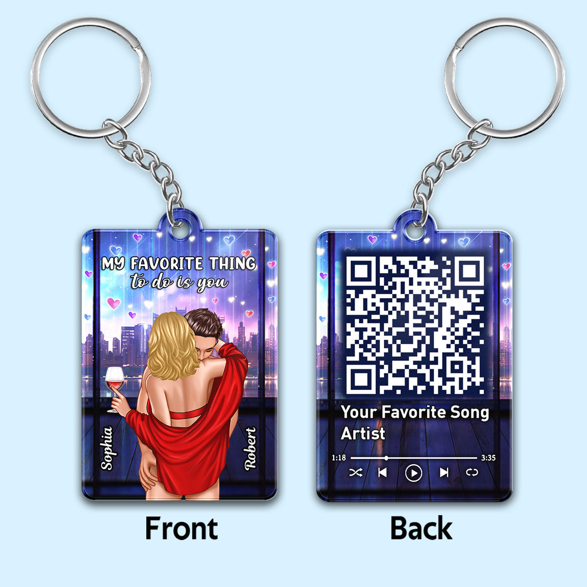 My Favorite Thing To Do Is You Couple Favorite Song Scannable QR Code Personalized Acrylic Keychain