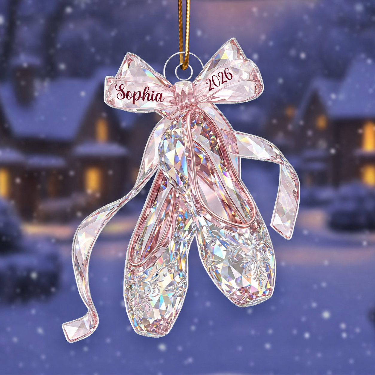 Ballet Shoes Crystal Effect - Personalized Acrylic Ornament - Unique Christmas Gift For Kid