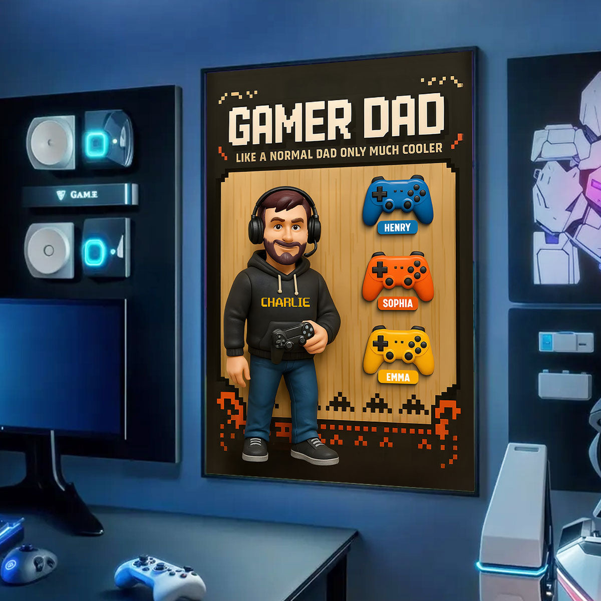 Gamer Dad Cooler Personalized Poster, Father's Day gift for Gamer Dad, Gift for Husband