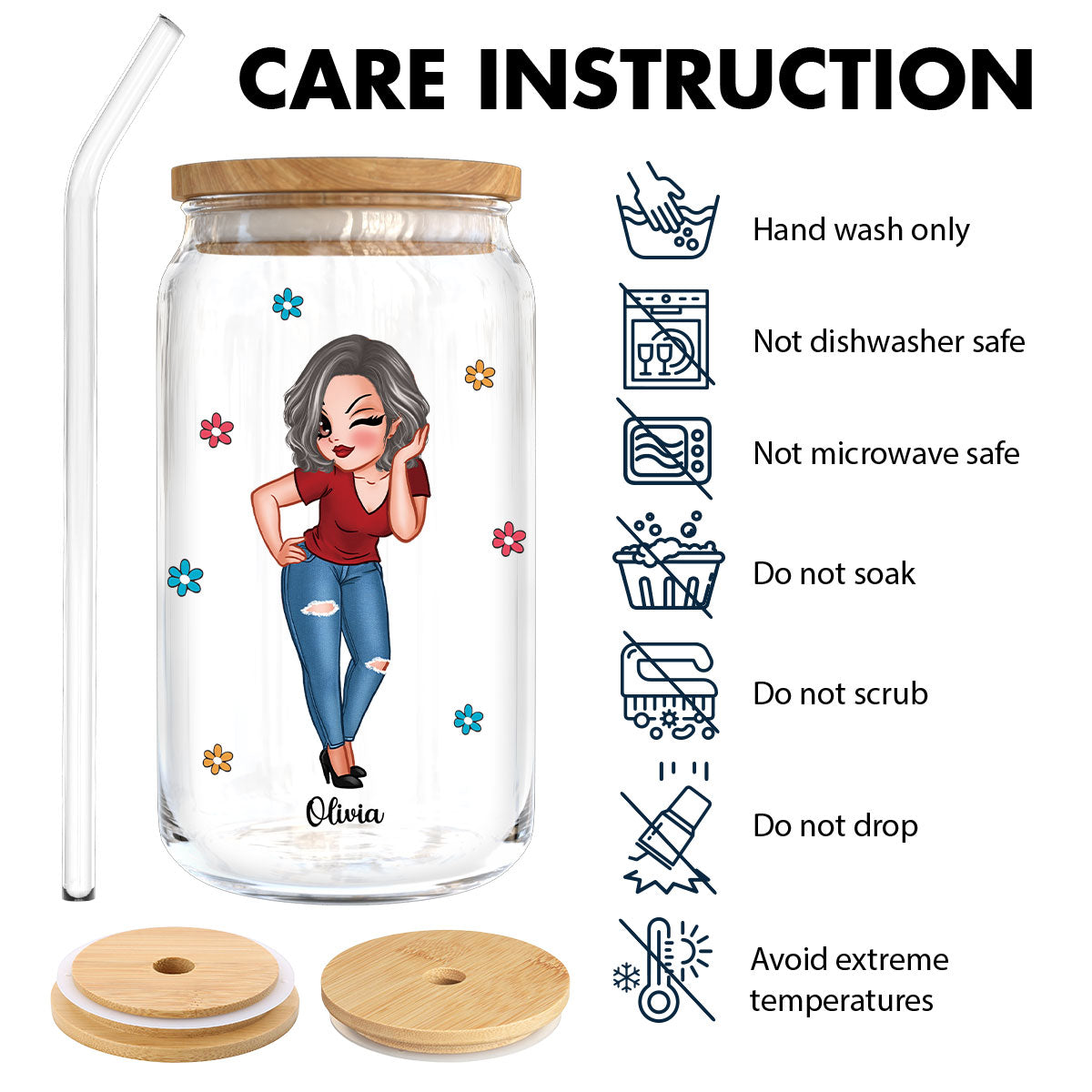 First Mom Now Grandma Personalized Clear Glass Can