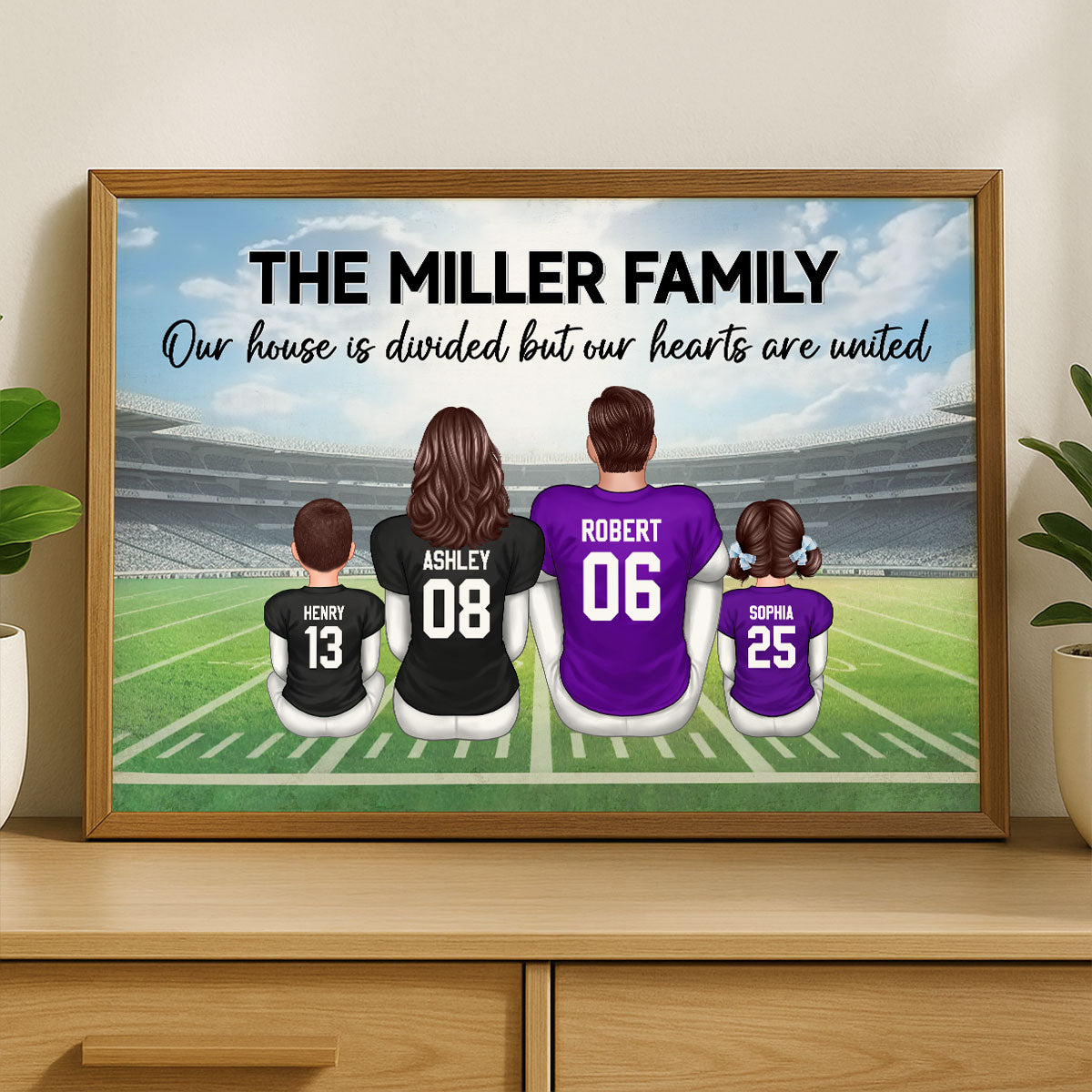 Home Sweet Rivalry House Divided Hearts United American Football Family Decor Personalized Poster