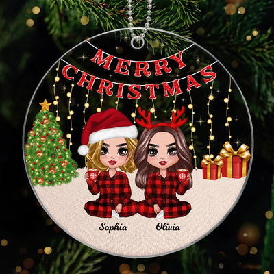 Pajamas Doll Besties Christmas Light Strings Personalized Acrylic Ornament