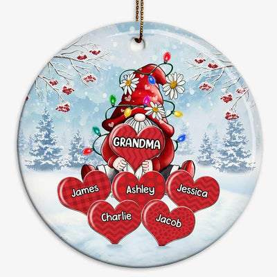 Grandma Gnome Christmas Light Personalized Christmas Circle Ornament