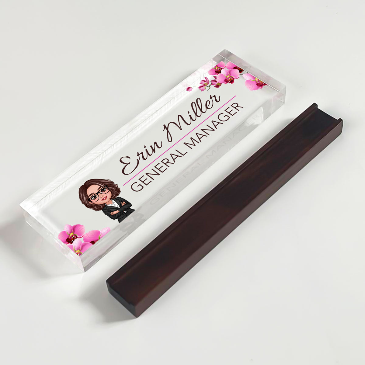 Beautiful Woman Office Personalized Acrylic Desk Name Plate, Office Desk Decor, Gift For Colleagues, Coworkers